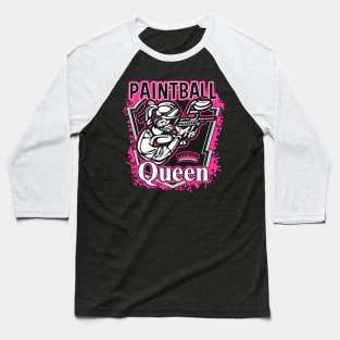 Paintball Queen Pink Splatter Baseball T-Shirt